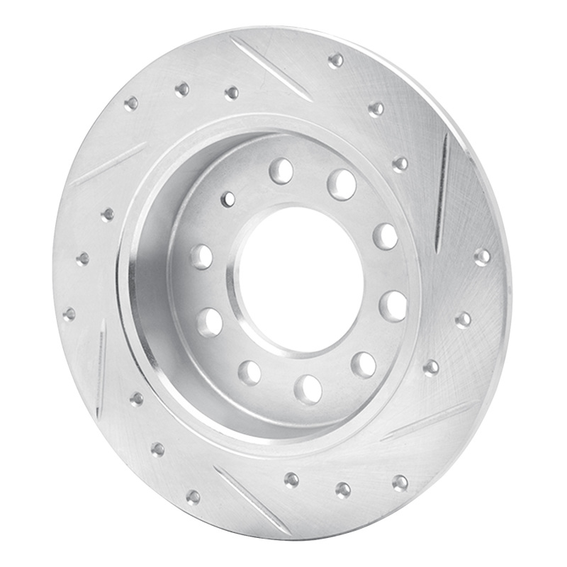 Hyundai Tiburon Brake Rotor (1) - Rear Left - R1 Concepts - Drilled & Slotted - Silver - `03-`08
